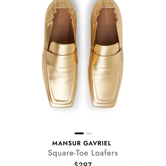 NWT Mansur Gavriel Metallic Gold Loafers US 8.5 EU 38.5 - Picture 1 of 8